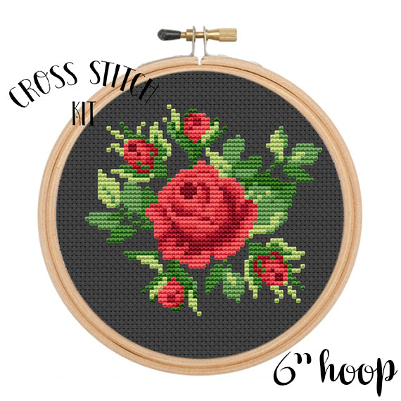 Let Her Sleep Cross Stitch Kit. Modern Cross Stitch. Flower Wreath Cross  Stitch Kit.