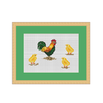 Rooster And Chickens Cross Stitch Pattern