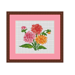 Dahlia Flowers Cross Stitch Scheme.