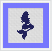 Mermaid Cross Stitch Kit. Modern Monochrome Cross Stitch Pattern.