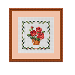 Napkin Ornament. Roses In The Pot Cross Stitch Pattern.