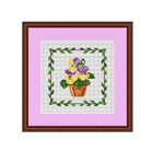 Napkin Cross Stitch Chart. Violets In The Pot Cross Stitch Pattern.